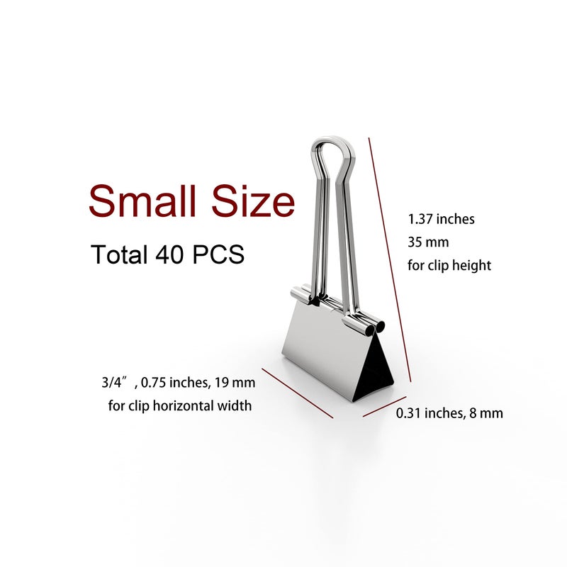 Nctinystore Binder Clips Small Metal Clamp 0.75 inch / 19 mm (Silver, 40 PCS) - Image 2